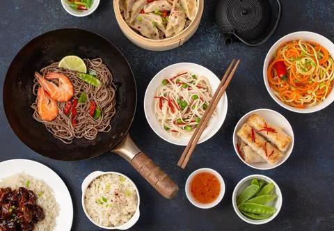 Assorted Chinese dishes Stock Photos