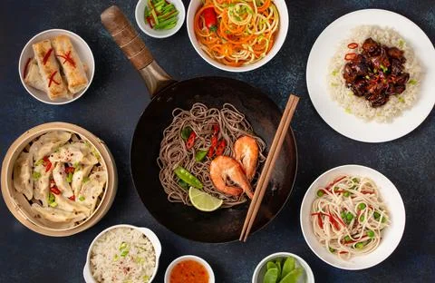 Assorted Chinese dishes Stock Photos