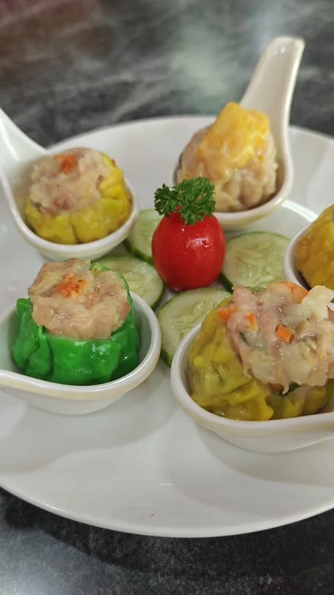 Assorted Chinese dumplings Stock Footage 334939880