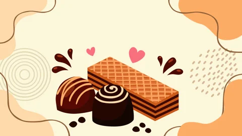 Assorted Chocolate and Wafer Sweets with Heart Accents Stockbeeldmateriaal 336469539
