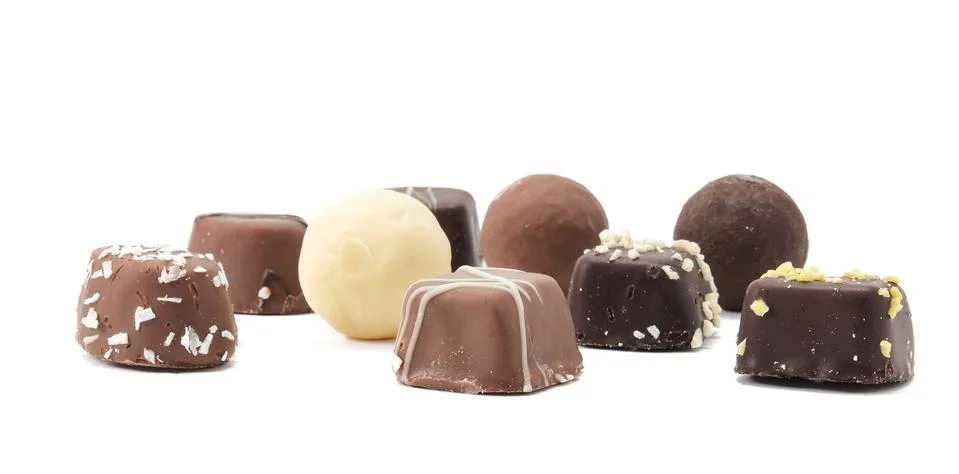 Assorted chocolate bites Stock Photos