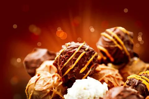 Assorted Chocolate Candies. Sweets. Candy Border Design Stock Photos