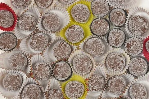 Assorted chocolate rum balls Stock Photos