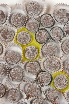 Assorted chocolate rum balls Stock Photos