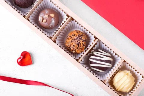 Assorted chocolate sweets in the gift box Stock Photos