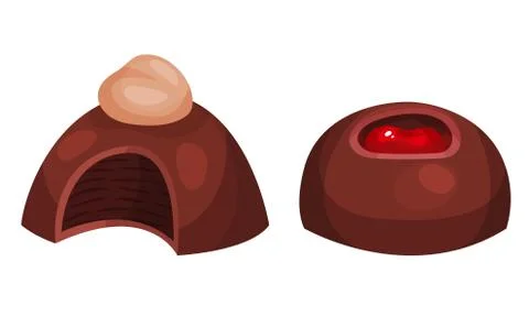 Assorted Chocolate Sweets or Chocolate Praline with Filling Vector Set Illustrazione stock