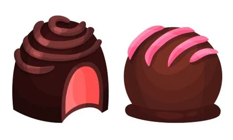 Assorted Chocolate Sweets or Chocolate Praline with Filling Vector Set Illustrazione stock