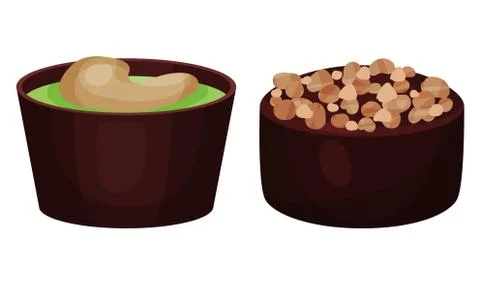 Assorted Chocolate Sweets or Chocolate Praline with Filling Vector Set Illustrazione stock