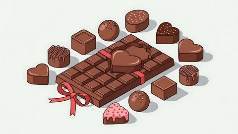Assorted chocolate treats display Stock Illustration
