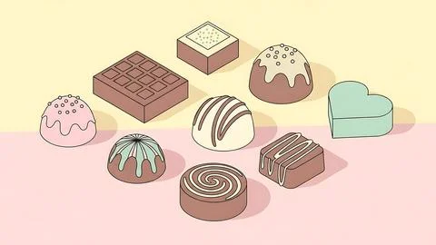 Assorted chocolate treats Stock Illustration