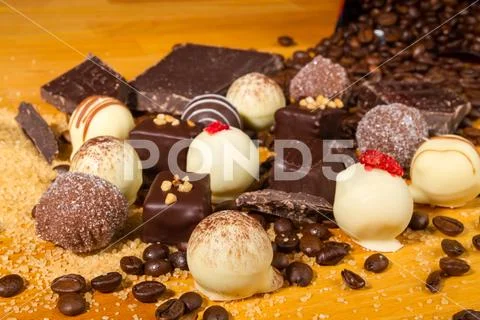 Assorted Chocolate truffle pralines Stock Photos