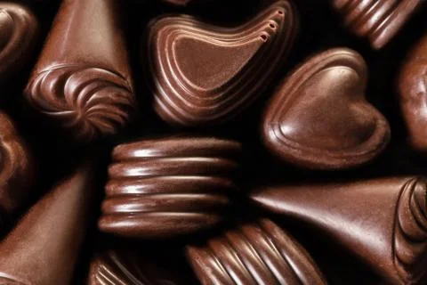 Assorted chocolates close-up Stock Photos
