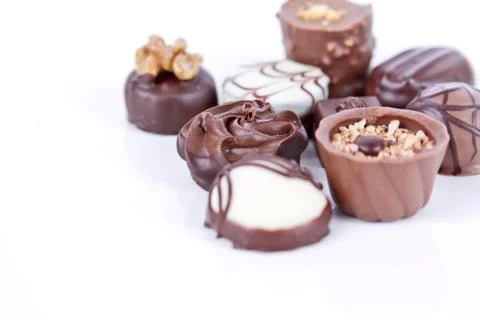 Assorted chocolates isolated Stock Photos