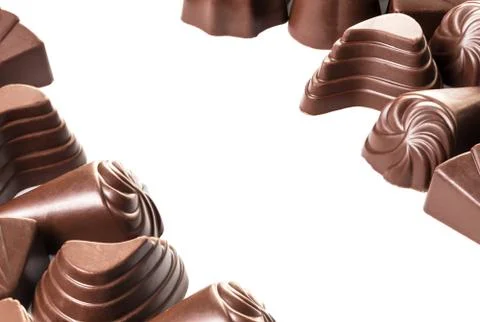 Assorted chocolates on white Stock Photos