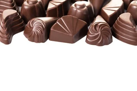 Assorted chocolates on white Stock Photos