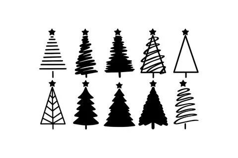 Assorted Christmas Tree. Vector icon. Stock Illustration