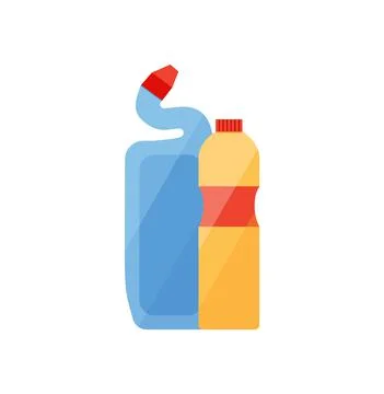 Assorted cleaning items set. Cleaning accessories flat style. Stock Illustration