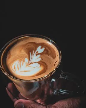 Assorted coffee shop drinks including Arabic coffee, espresso shots, latte art Stock Photos