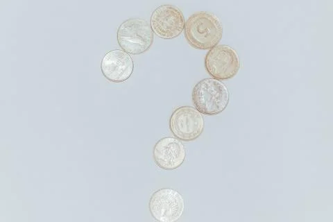 Assorted coins, both old ones which are no longer in circulation and contempo Stock Photos