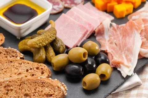 Assorted cold cut platter Stock Photos