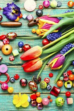 Assorted of colored beads Foto stock