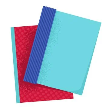 Assorted colored textured papers stacked. Red blue scrapbook sheets. Craft, art イラスト素材