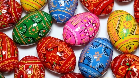 Assorted colorful easter eggs Stock Footage 86587780