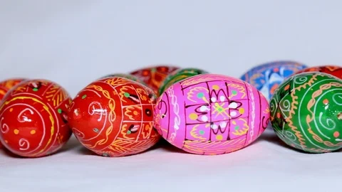 Assorted colorful easter eggs Stock Footage 86587816