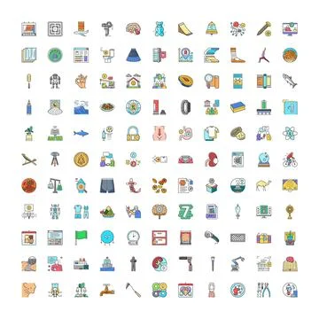 Assorted colorful graphics creating a wide topics collection Stock Illustration