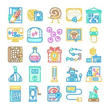 Assorted colorful icons representing various business and lifestyle elements Illustrazione stock