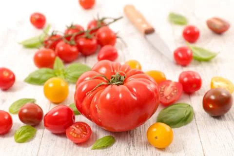 Assorted colorful tomatoes Stock Photos