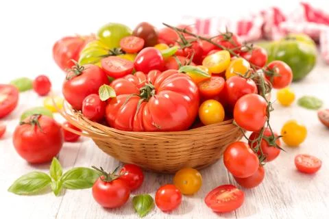 Assorted colorful tomatoes Stock Photos