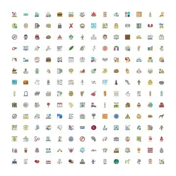 Assorted colorful vector line icons collection set 스톡 일러스트