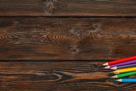 Assorted colors pencils with copyspace Stock Photos