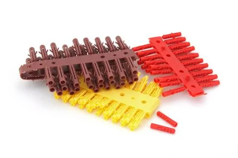 Assorted colours and sizes of rawlplugs Stock Photos