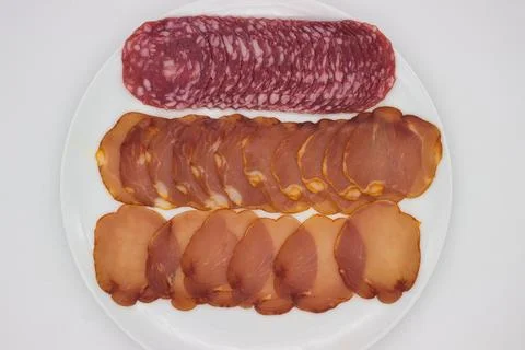 Assorted Cured Meats Display Stock Photos