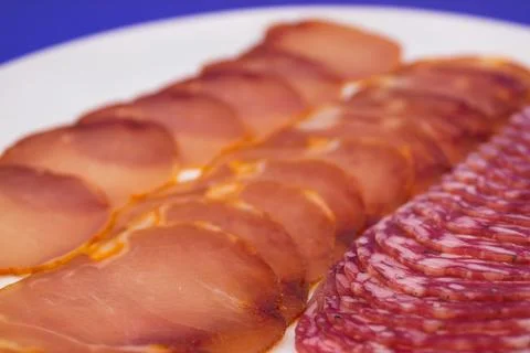 Assorted Cured Meats Display Foto stock