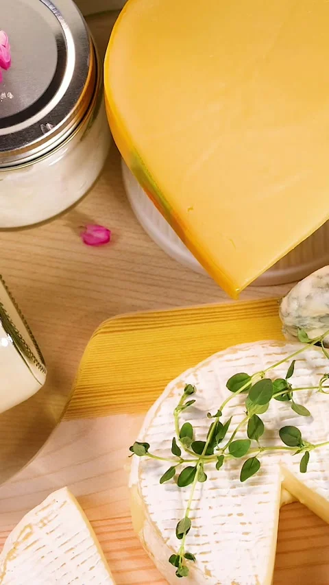 Assorted Dairy and Cheese Display Stockbeeldmateriaal 304308477