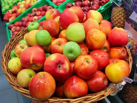 Assorted delicious apples different varieties Stock Photos