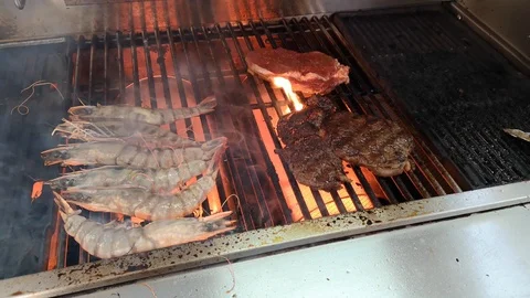 Assorted delicious grilled meat BBQ Stock Footage 100875384