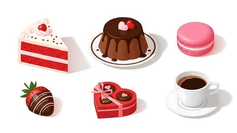 Assorted desserts and coffee Stock Illustration