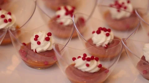 Assorted desserts cakes pies on buffet 2 Stock Footage 123874281