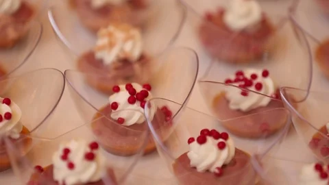 Assorted desserts cakes pies on buffet 3 Stock Footage 123874308