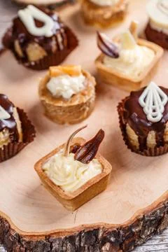 Assorted different mini cakes Stock Photos