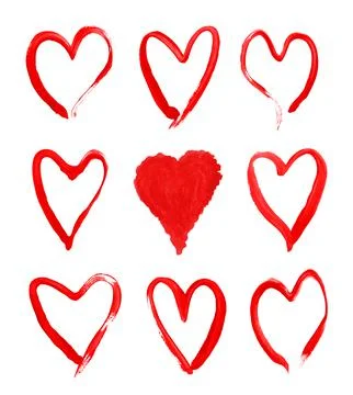 Assorted different red frame hearts. Love symbol elements Stock Photos