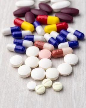 Assorted, different shape and color medication Foto stock