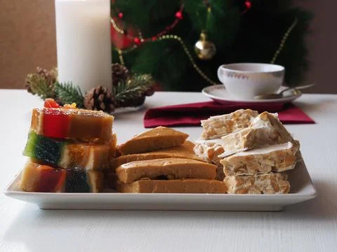 Assorted different types of nougat Stock Photos