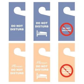 Assorted do not disturb door hanger tags on a white background 库存插图