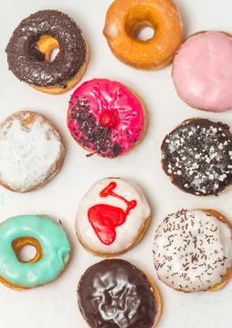 Assorted donuts in a box Stock Photos