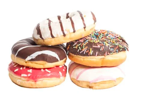 Assorted Donuts isolated on a white background Stock Photos